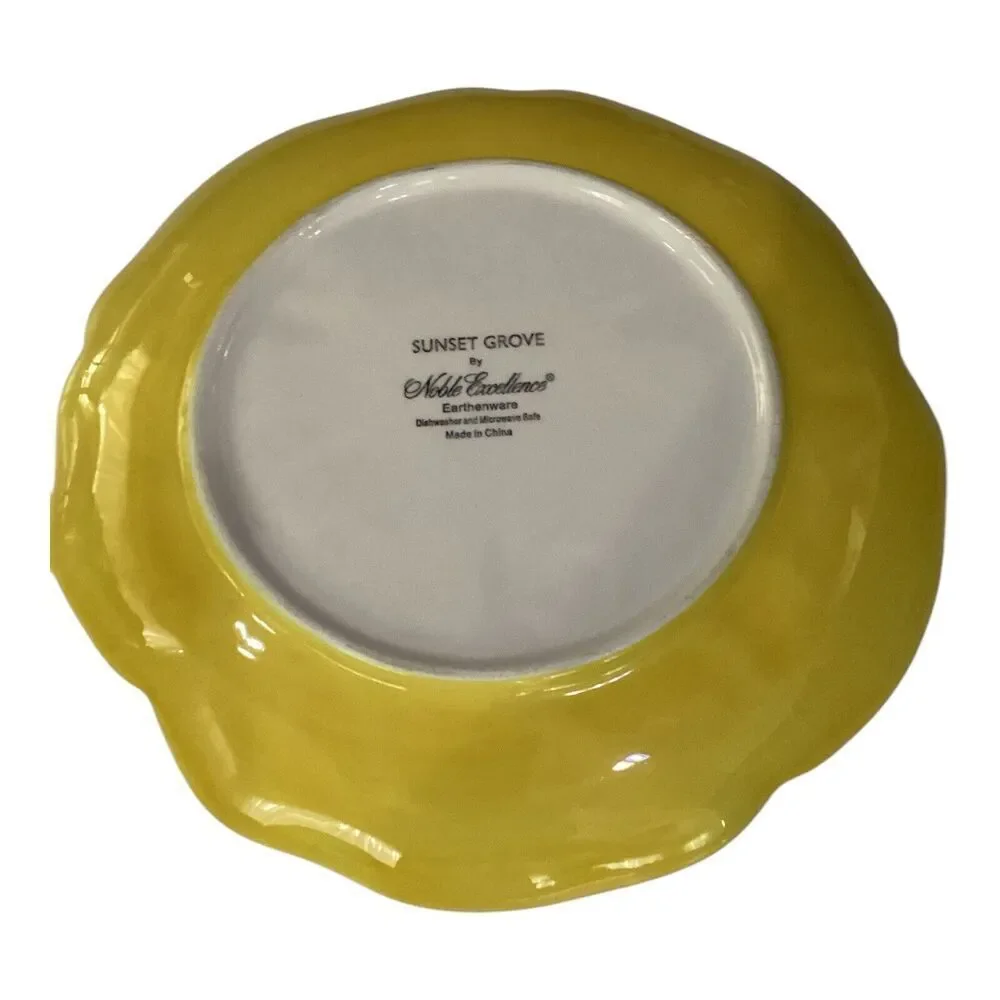 Sunset Grove By Nobel Excellence Salad Plates Yellow & Green Flower Set Of 2